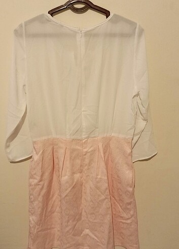 Dilvin Dilvin marka sıfır elbise üstü şifon beyaz alt eteği toz pembere
