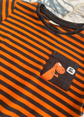 Erkek Çocuk Kahverengi Çizgili Sweatshirt - Görsel 2