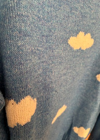 Mavi Bulut Desenli Kadın Triko Kazak - Görsel 2