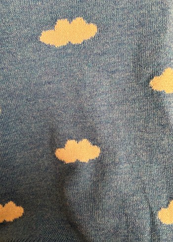 Mavi Bulut Desenli Kadın Triko Kazak - Görsel 4