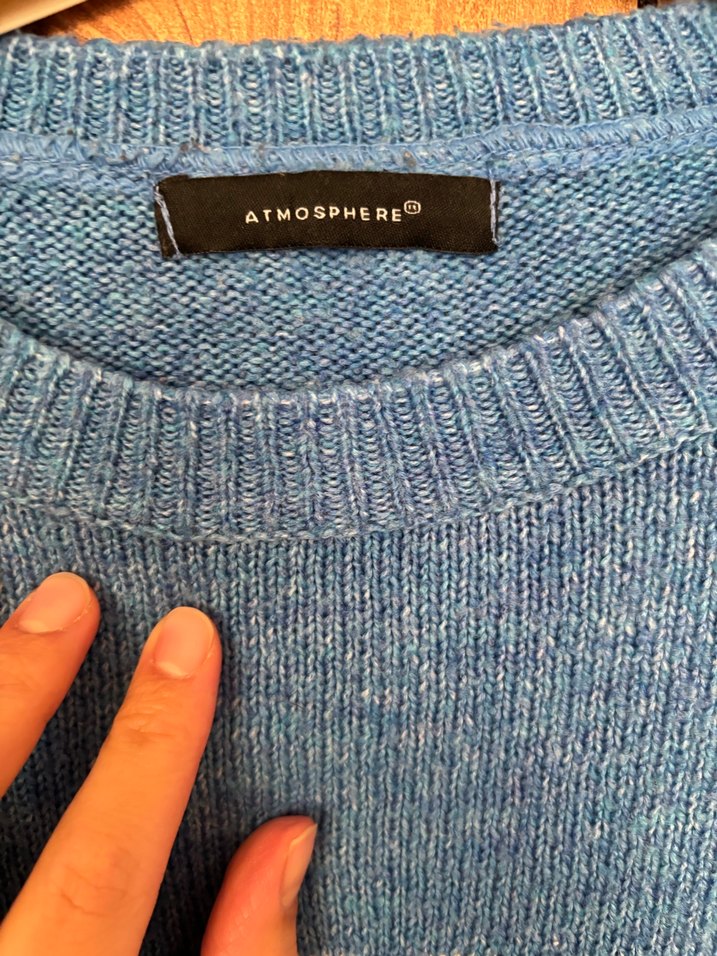 Mavi Bulut Desenli Kadın Triko Kazak - Görsel 3