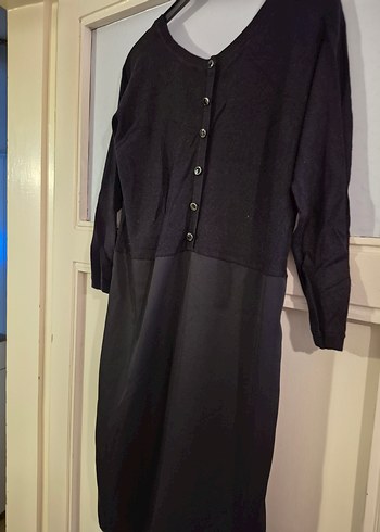 Siyah kayık yuvarlak Yakalı midi Kadın Elbise - Görsel 2