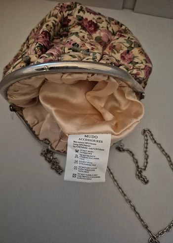 Zincir Detaylı Pembe gül desenli Vintage Çiçekli Kadın Çantası - Görsel 3