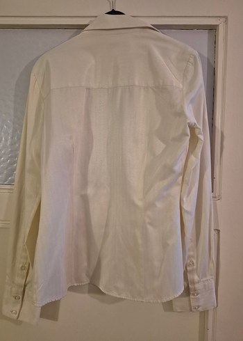 Krem pamuklu Uzun Kollu Gömlek - Görsel 2
