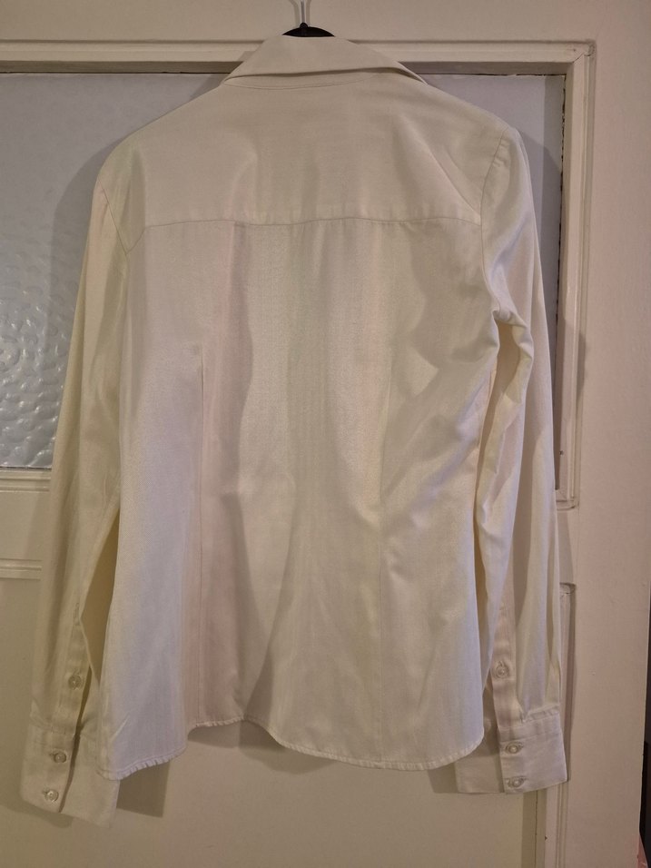 Krem pamuklu Uzun Kollu Gömlek - Görsel 2