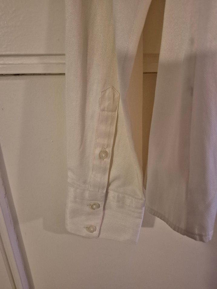 Krem pamuklu Uzun Kollu Gömlek - Görsel 3