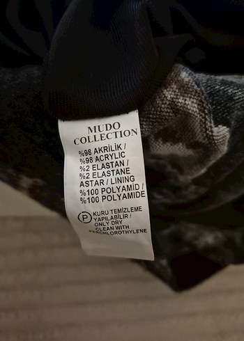 Siyah iri çiçek Desenli Uzun Triko kumaş Elbise - Görsel 5