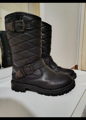 Kız Çocuk Kahverengi Deri Tokalı Biker Çizme