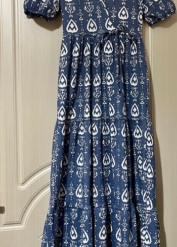 Mavi kısa kollu uzun yazlık elbise. - Görsel 2