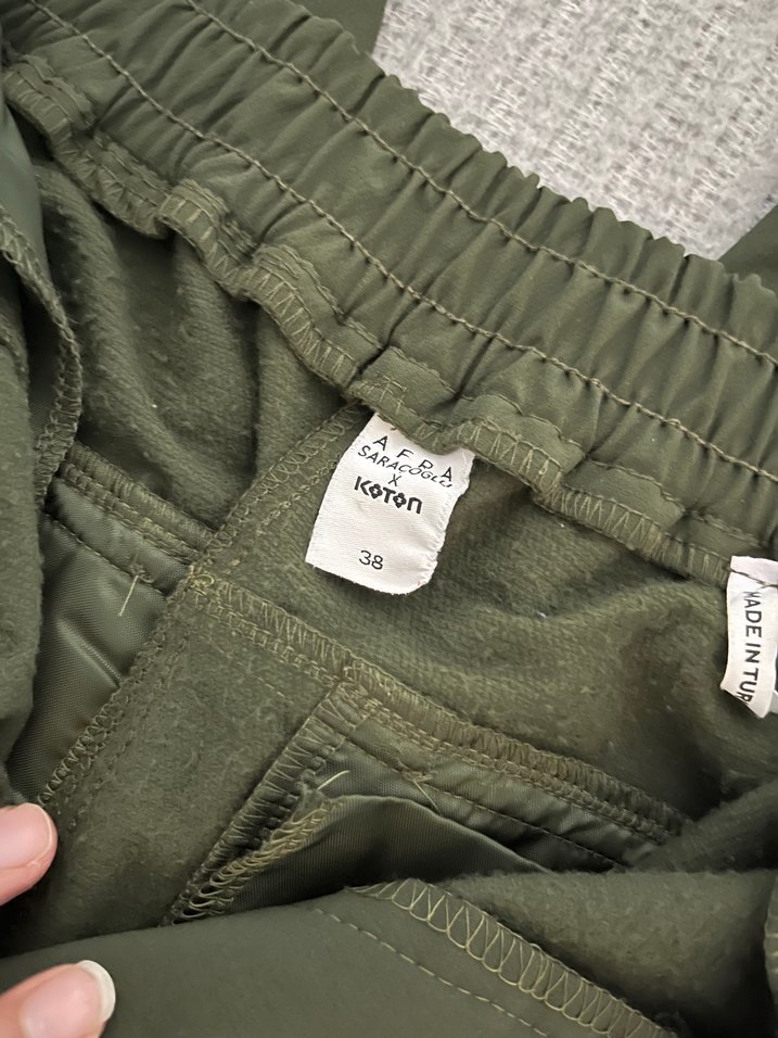 Kadın yeşil paraşüt kumaş kargo pantolon - Görsel 3