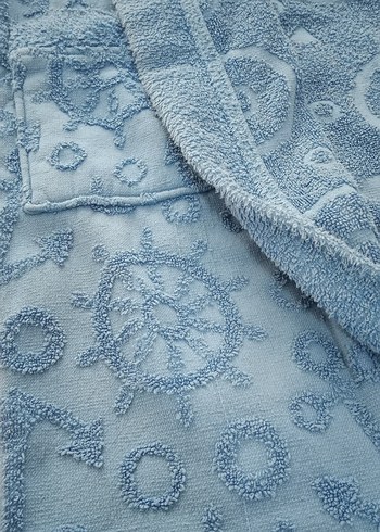 Kapüşonlu Erkek Çocuk Mavi Bornoz - Görsel 3