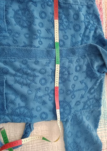 Kapüşonlu Erkek Çocuk Mavi Bornoz - Görsel 5