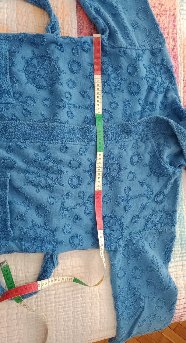 Kapüşonlu Erkek Çocuk Mavi Bornoz - Görsel 5