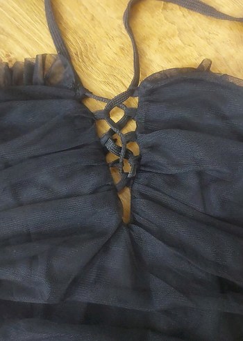 Drapeli Siyah Uzun Kollu Midi Kadın Elbise - Görsel 4