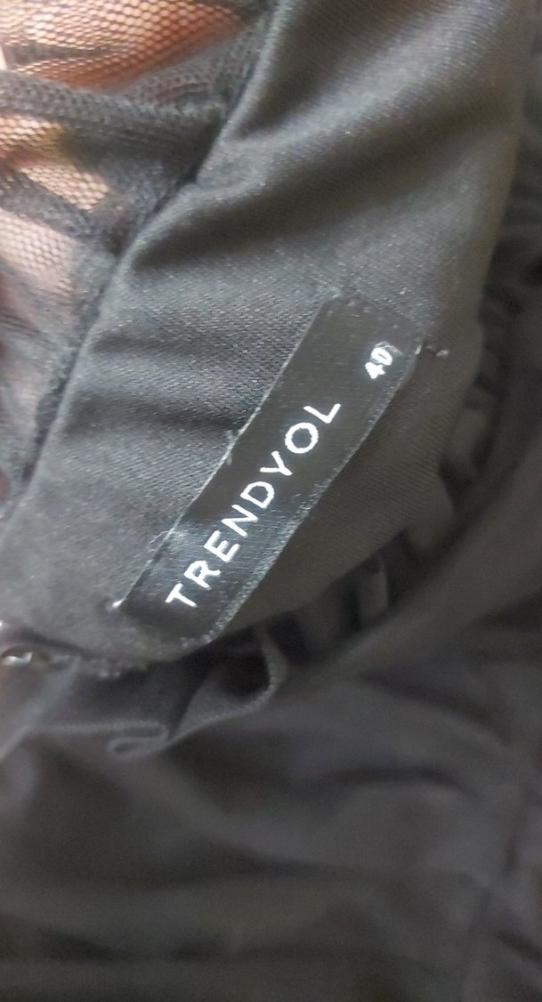 Drapeli Siyah Uzun Kollu Midi Kadın Elbise - Görsel 2