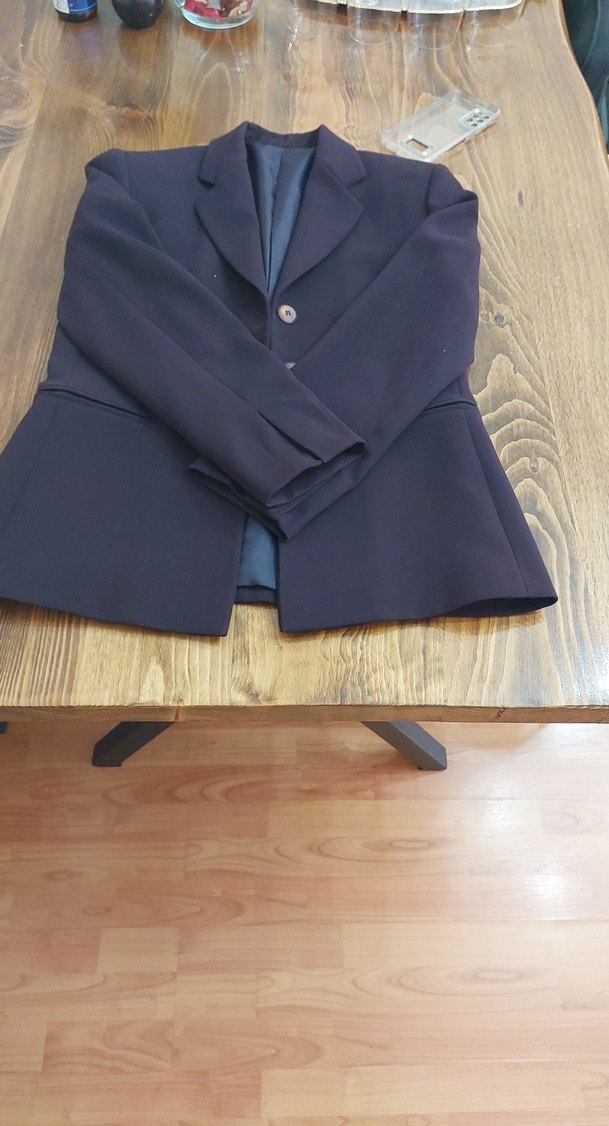 Düğmeli mürdüm Kadın Blazer Ceket - Görsel 2