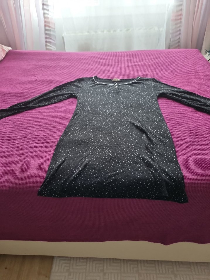 Siyah Uzun Kollu  Gecelik - Görsel 5