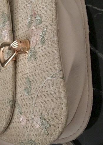 Nakışlı Bej Örgü Kadın Çanta - Görsel 3