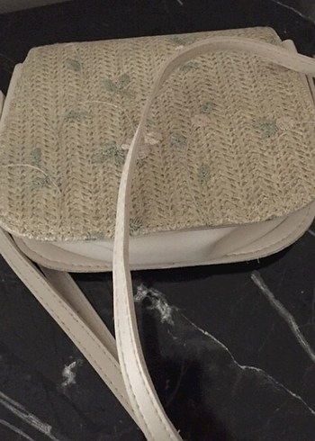 Nakışlı Bej Örgü Kadın Çanta - Görsel 2