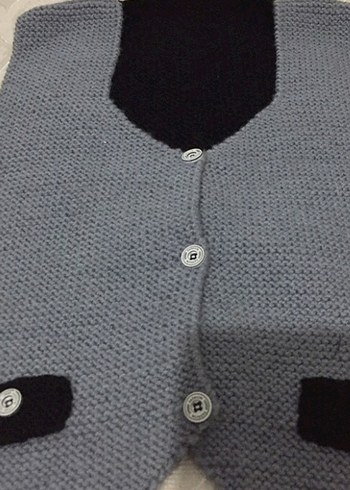 Düğmeli Gri Erkek Çocuk Triko Hırka - Görsel 3