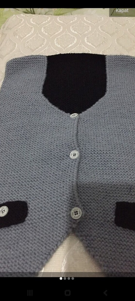 Düğmeli Gri Erkek Çocuk Triko Hırka - Görsel 3