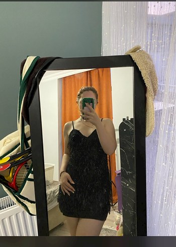 Siyah mini askılı elbise - Görsel 10