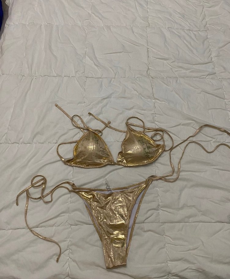 Altın Renkli  parlak Bikini takımı - Görsel 2