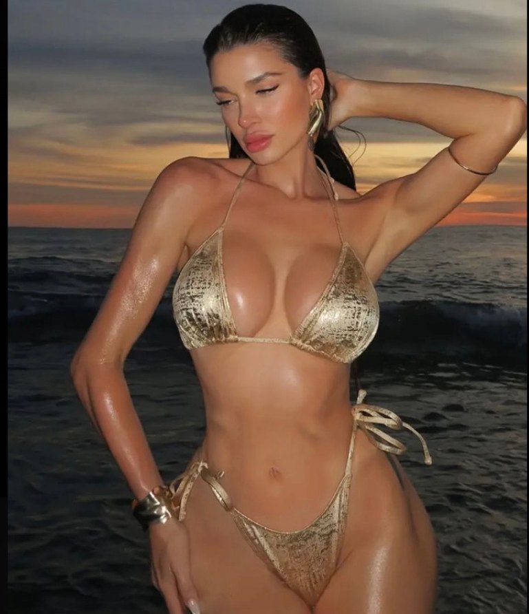 Altın Renkli  parlak Bikini takımı - Görsel 3