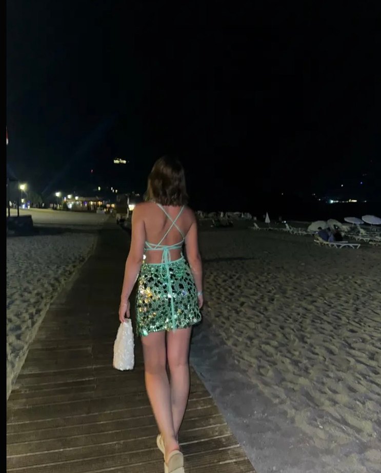 Mini pullu Payetli  gece Elbisesi - Görsel 4