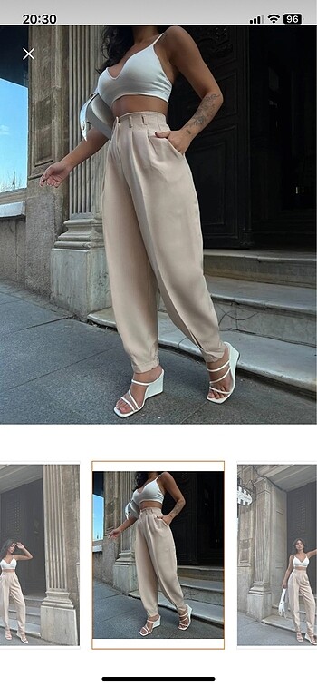 Bej rengi havuç kesim pantolon - Görsel 3