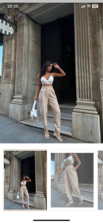 Bej rengi havuç kesim pantolon - Görsel 2