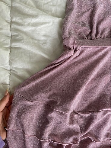 Pembe simli mezuniyet parti balo elbisesi - Görsel 8