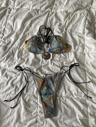 Renkli toka detaylı bikini takımı - Görsel 5