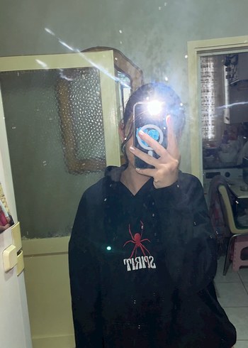 Kadın Siyah Kapüşonlu Uzun Kollu Sweatshirt - Görsel 4