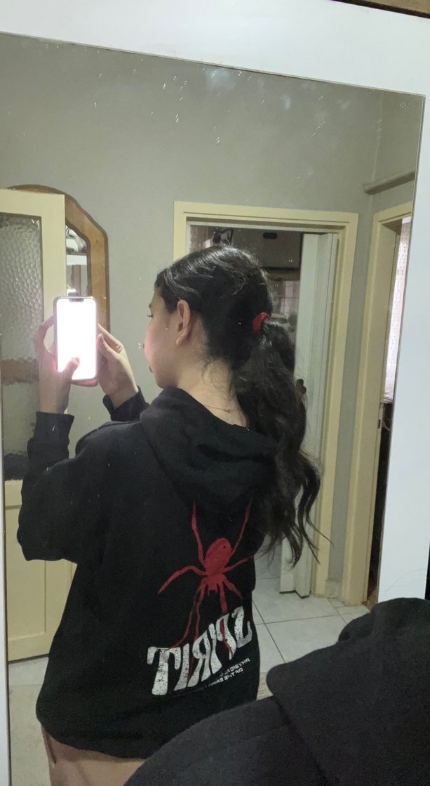 Kadın Siyah Kapüşonlu Uzun Kollu Sweatshirt - Görsel 5