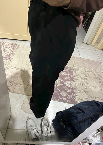 Kadın siyah palazzo kumaş pantolon - Görsel 3