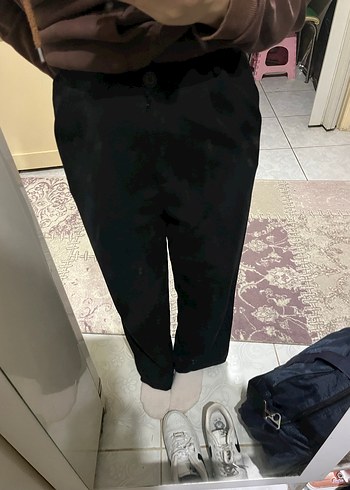 Kadın siyah palazzo kumaş pantolon - Görsel 2