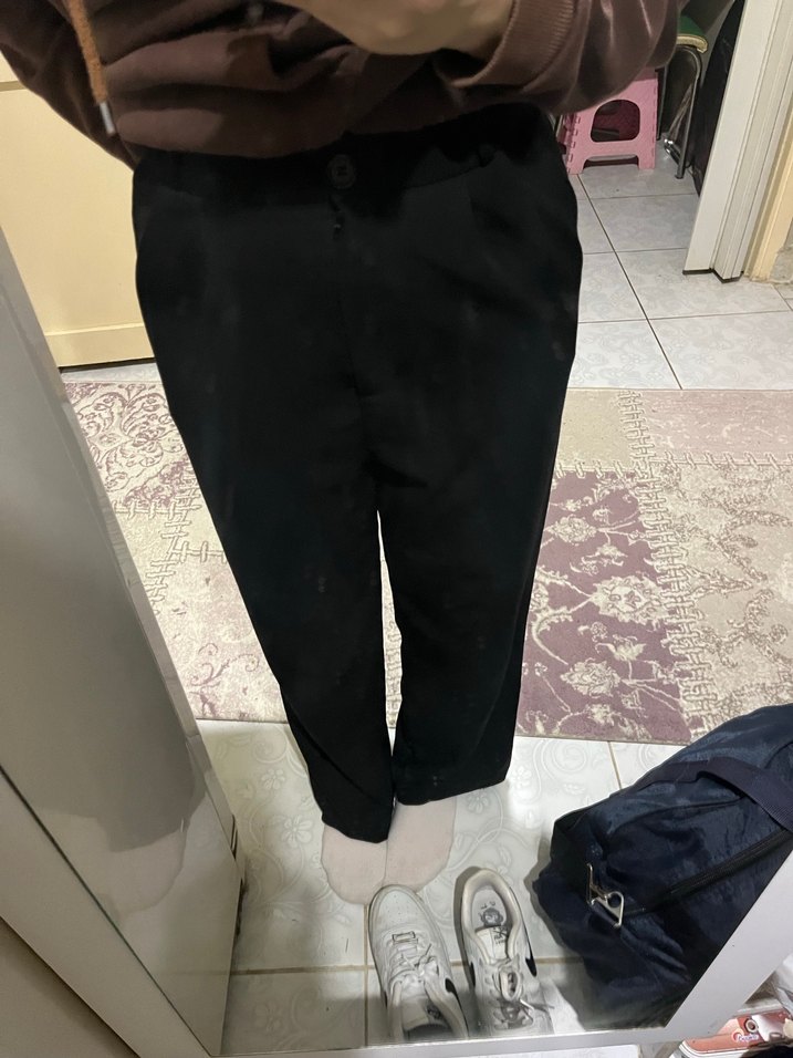 Kadın siyah palazzo kumaş pantolon - Görsel 2