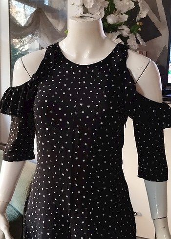 yıldız Desenli Siyah Straplez Hamile Tulum - Görsel 2