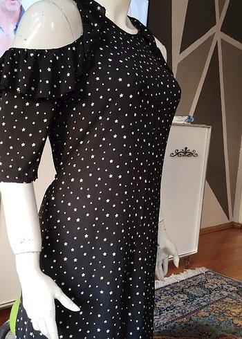 yıldız Desenli Siyah Straplez Hamile Tulum - Görsel 3