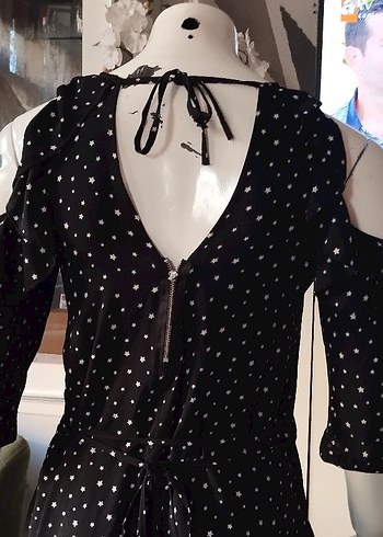 yıldız Desenli Siyah Straplez Hamile Tulum - Görsel 5