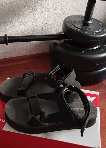 38 Beden bayan Siyah Spor Sandalet Velcro Bantlı