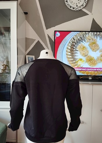 l Beden siyah Renk Siyah Kadın Uzun Kollu Sweatshirt