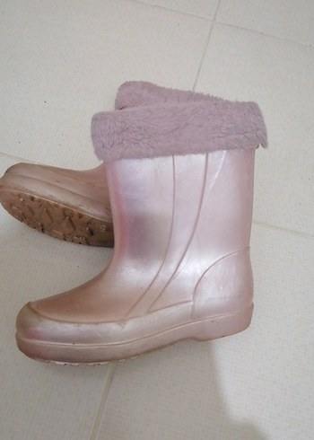 36 Beden Peluş Detaylı Pembe Kız Çocuk Yağmur Çizmesi