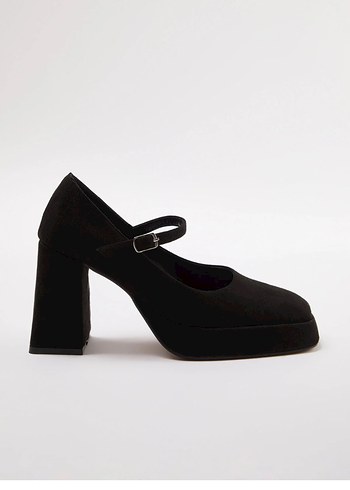 Siyah klasik platform Kadın Topuklu Ayakkabı - Görsel 3