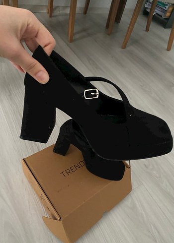 Siyah klasik platform Kadın Topuklu Ayakkabı - Görsel 5