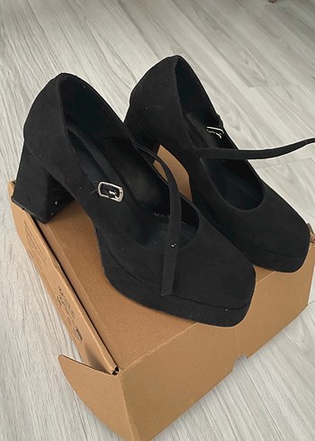 Siyah klasik platform Kadın Topuklu Ayakkabı - Görsel 4
