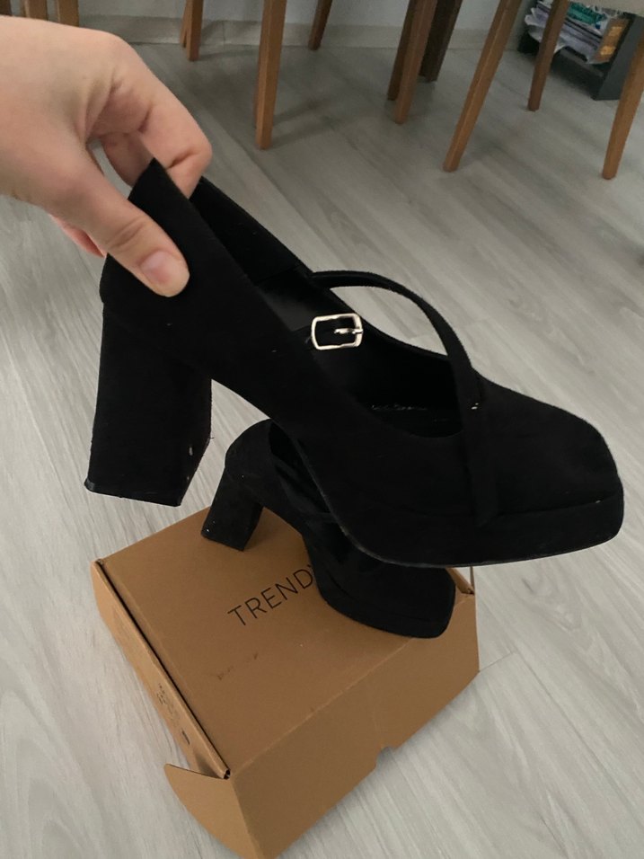 Siyah klasik platform Kadın Topuklu Ayakkabı - Görsel 5