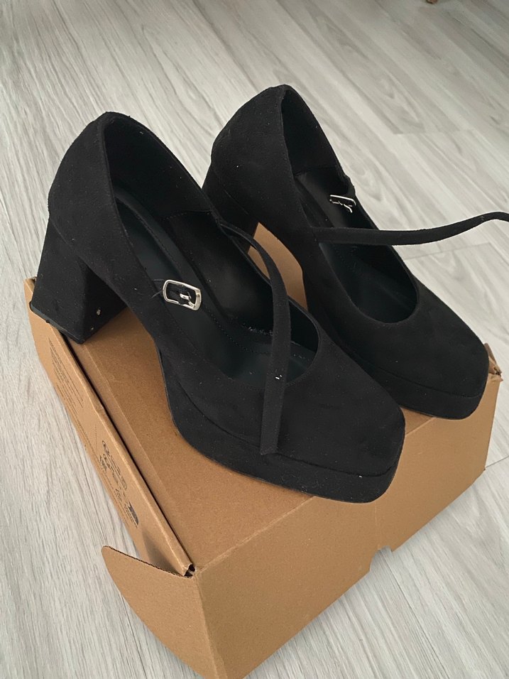 Siyah klasik platform Kadın Topuklu Ayakkabı - Görsel 4