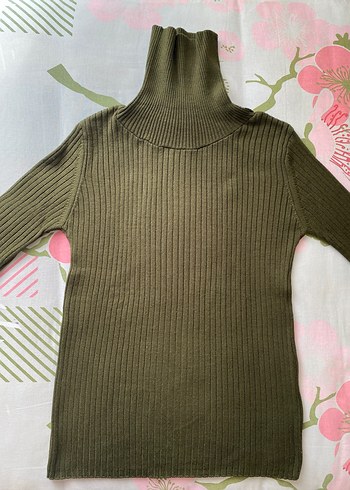 Kadın Haki Triko boğazlı Kazak - Görsel 4